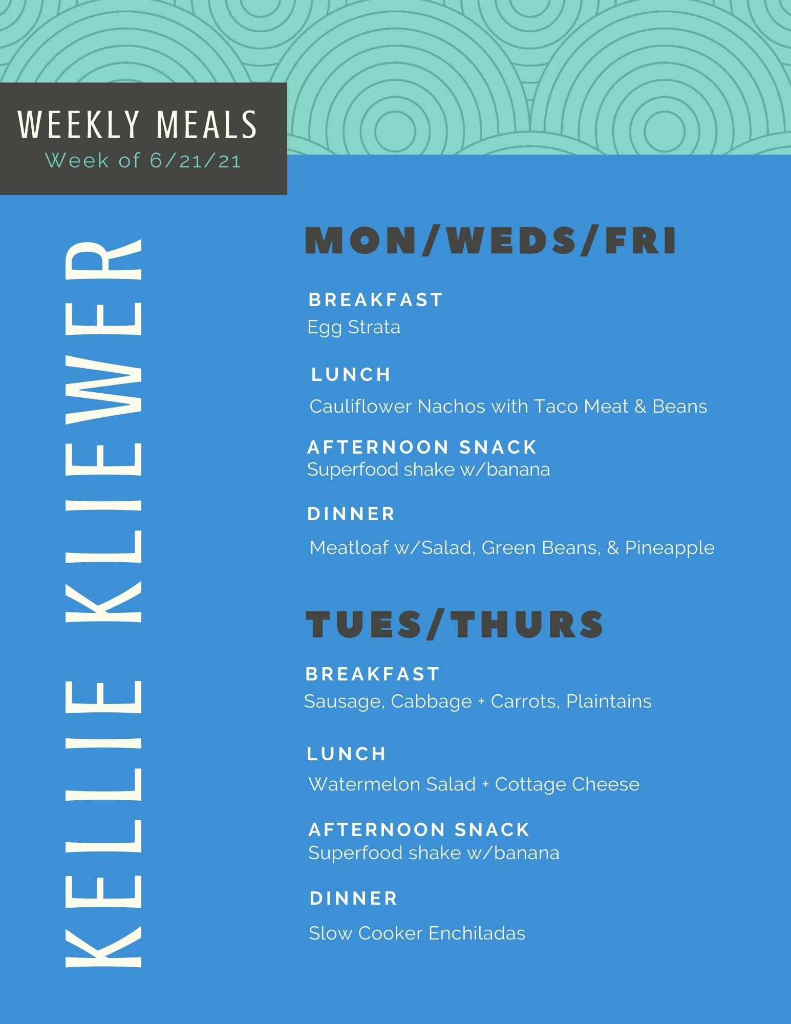 Healthy Balanced Weekly Meal Plan