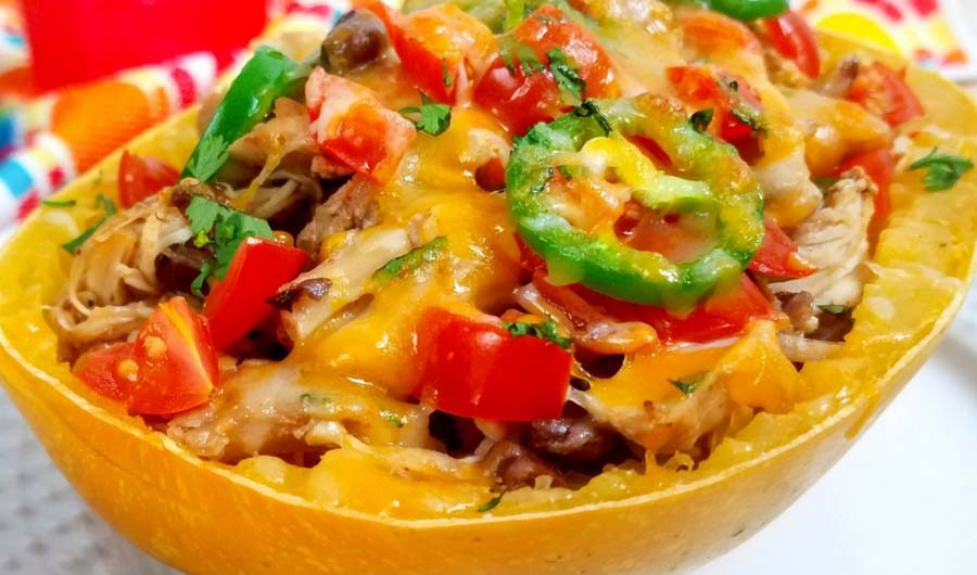 cheesy spaghetti squash taco boats